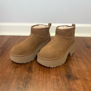 UGG Tan Ankle Booties with Platform Sole
